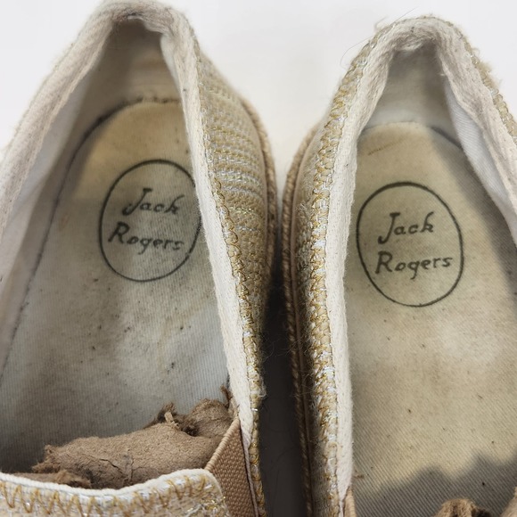 Jack Rogers Womens Tucker Slip On Sneakers Size 9 M Gold Tan Metallic Fabric - Picture 3 of 9